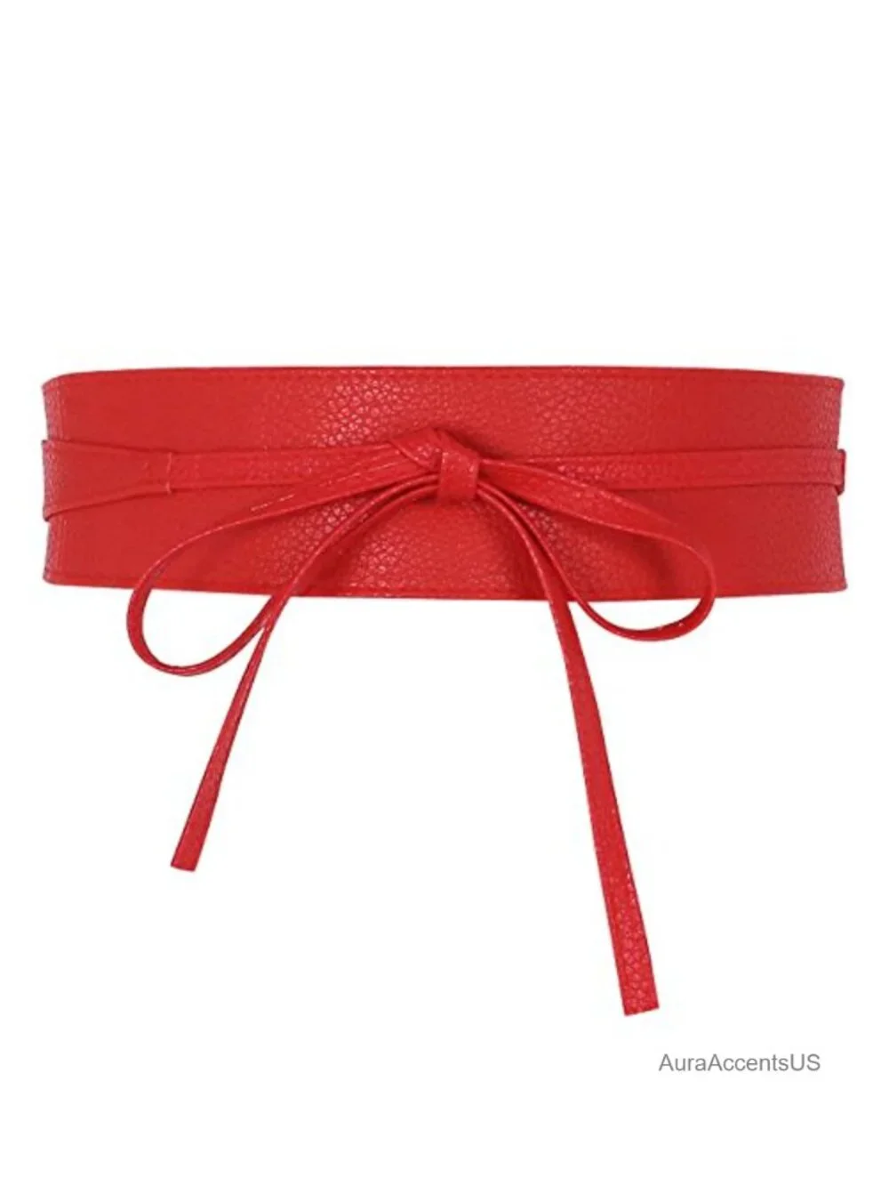 Faux Leather Bow Tie Waistband Elastic Stretch Waist Strap Belt for Dress